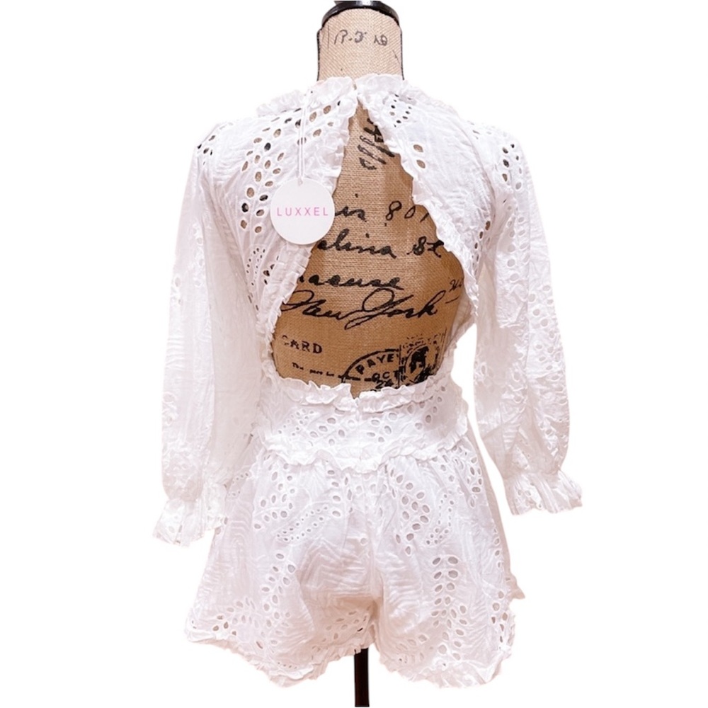 White Eyelet Lace Romper - Picture 4 of 10